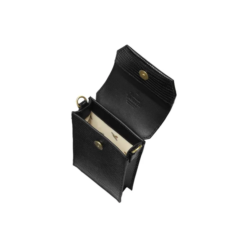 Vivienne Westwood Cow Leather One Shoulder Crossbody Cell Phone Pouch Women's Black-1