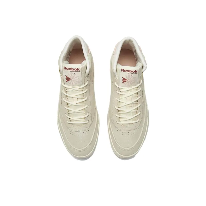 Reebok Club C Geo Mid Platform Casual Cushioning Wear-Resistant Mid-Top Skateboard Shoes Women's Beige Brown-2