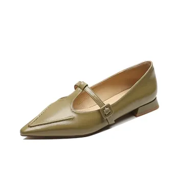 【dme】 Casual Single Shoes 1.5cm Women's Olive Green