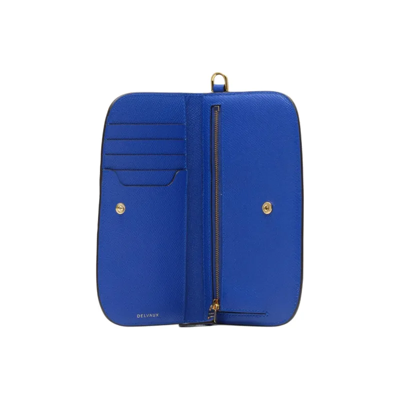 Delvau Alpina Calf Grain Calfskin Wallet Women's Sea Blue-3