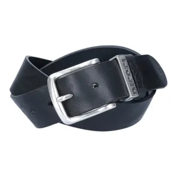 DIESEL Square Metal Pin Buckle Leather Belts Unisex Black Width 3.9cm