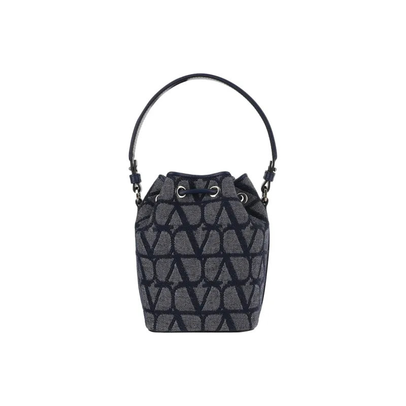 Valentino Cotton With Polyamide Polyester With Spandex Bucket Bag Handbag Shoulder Bag Women's Black-3