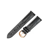 Black with White Stitching-Rose Gold Pin Buckle