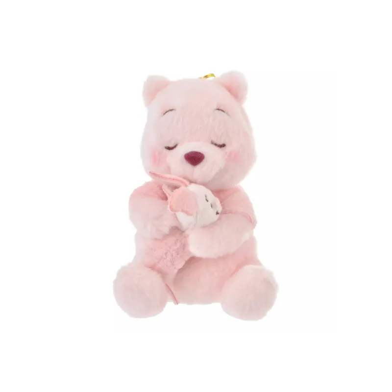 Disney Winnie Bear And Piglet Cherry Blossom Design Keychain Dolls Plush Pendant 14cm Height-1