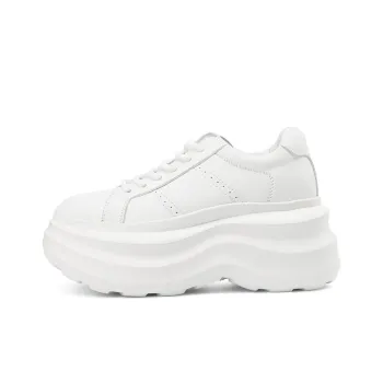 Rosa Bianca Breathable Lightweight Height Increasing Warm Low Top Chunky Sneakers Women's White