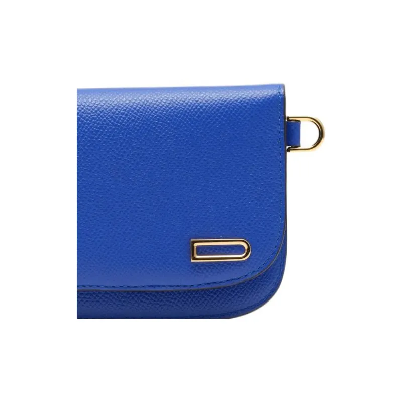 Delvau Alpina Calf Grain Calfskin Wallet Women's Sea Blue-4