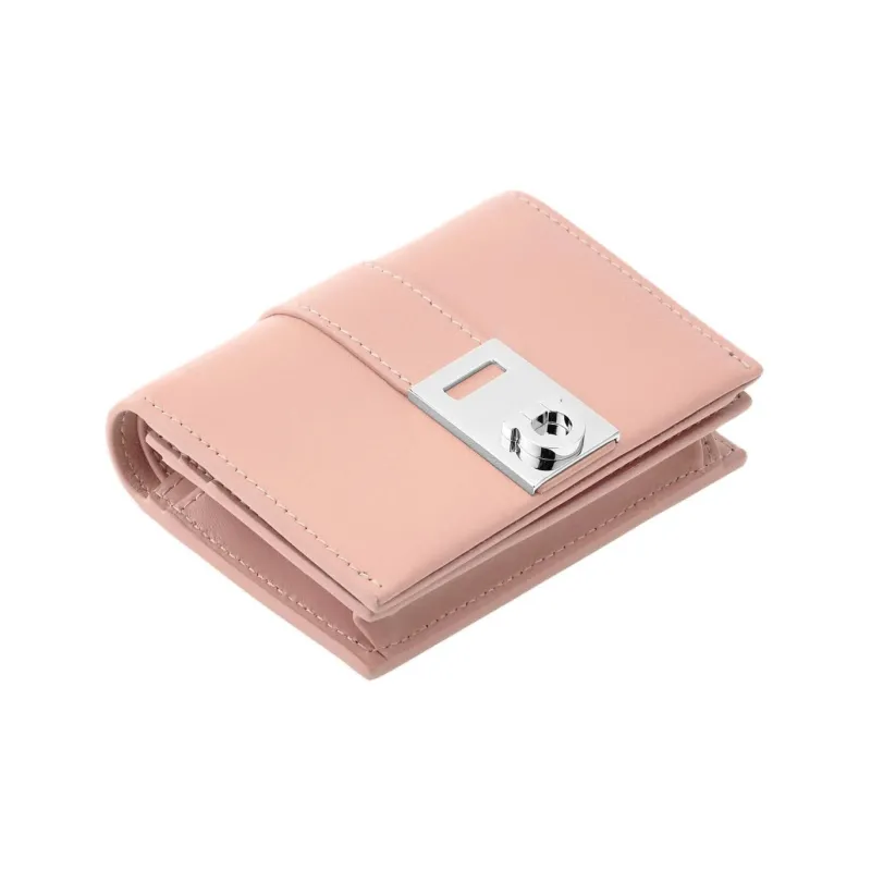 FERRAGAMO GANCINI Smooth Calf Leather Wallet Women's Nylon Pink-2