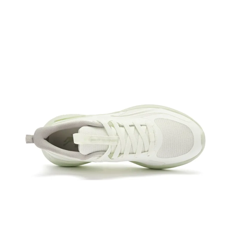 QIAODAN Cushioning Wear Resistant Lightweight Rebound Low Top Sprint Running Shoes Women's Ivory Celadon-3