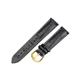 Black with White Stitching-Gold Pin Buckle