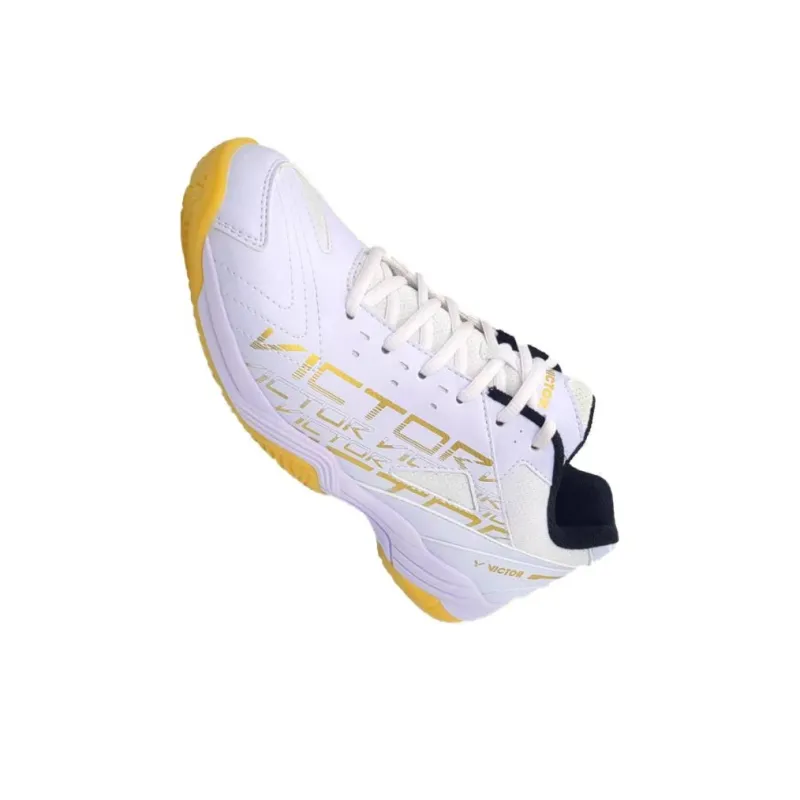 VICTOR Abrasion Resistant Low Top Badminton Shoes Unisex White Gold-3