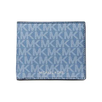 MICHAEL KORS Greyson Coated Canvas Card Holders Coin Purses Wallets Men's French Blue