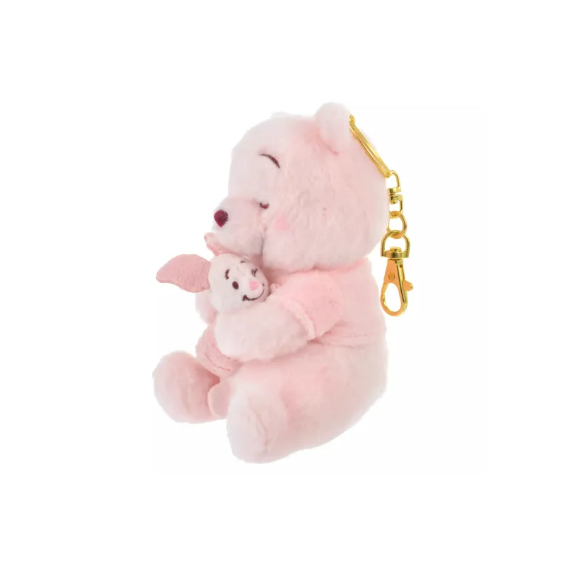 Disney Winnie Bear And Piglet Cherry Blossom Design Keychain Dolls Plush Pendant 14cm Height-2