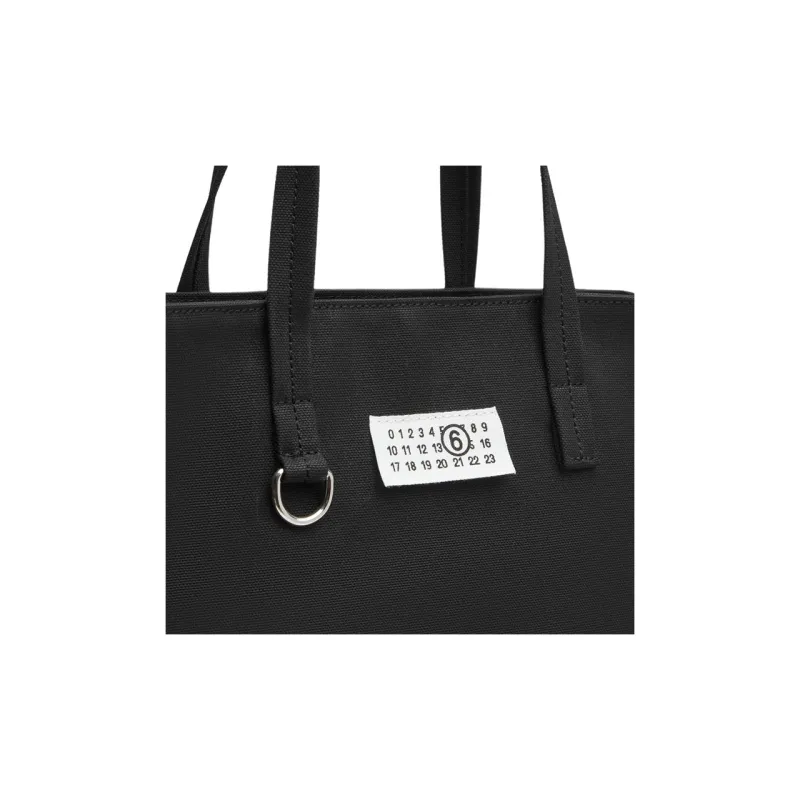 MM6 Maison Margiela Cotton Tote Bag Shopping Bag Handbag Large Size Women's Black-3
