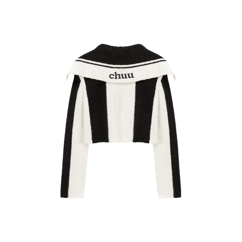 CHUU Knitwear Women's Black White Stripes-1