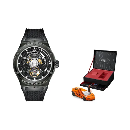 BONEST GATTI Automatic Mechanical Movement Rubber Strap Watch Men's Watches Black Dial