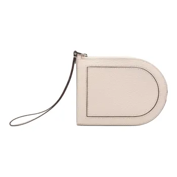 Delvau Pin Taurillon Soft Grained Calfskin Coin Purse Women's Ecru