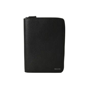 TUMI Leather Wallet Large Size Unisex Black