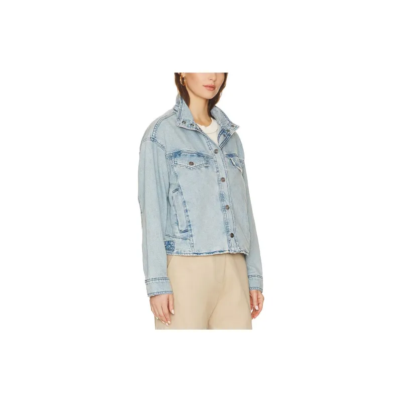 FREE PEOPLE Denim Jacket Women's Washed Blue-2