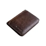 Vintage Coffee Coffee-Vertical Trifold (Top Grain Cow Leather) Anti-Skimming