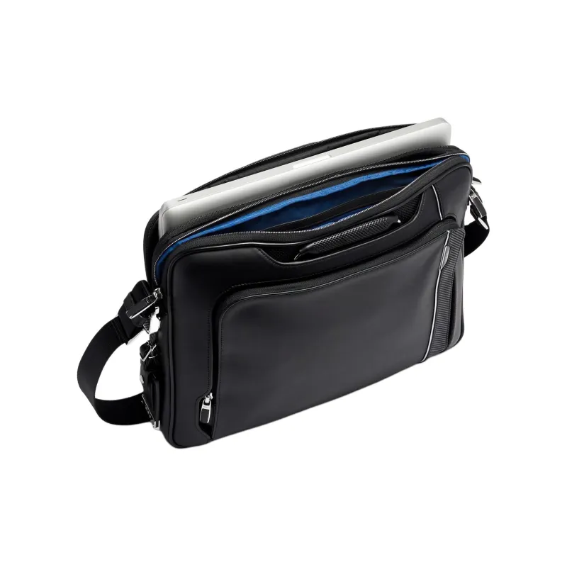 TUMI Smooth Leather Shoulder Bag Crossbody Bag Handbag Briefcase Men's Black-2