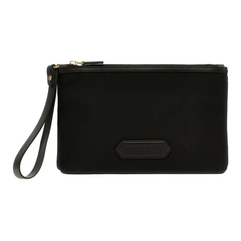TOM FORD Logo Patch Zipped Clutch Bag-0