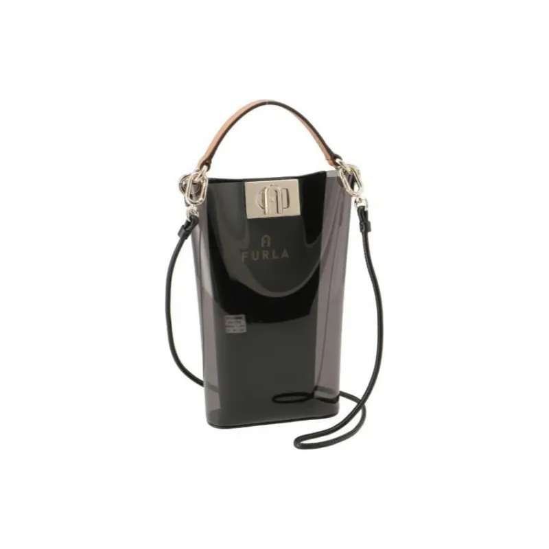 Furla 1927 Collection TPU With Leather Handbag Shoulder Bag Crossbody Bag Mini Women's Transparent Black-1