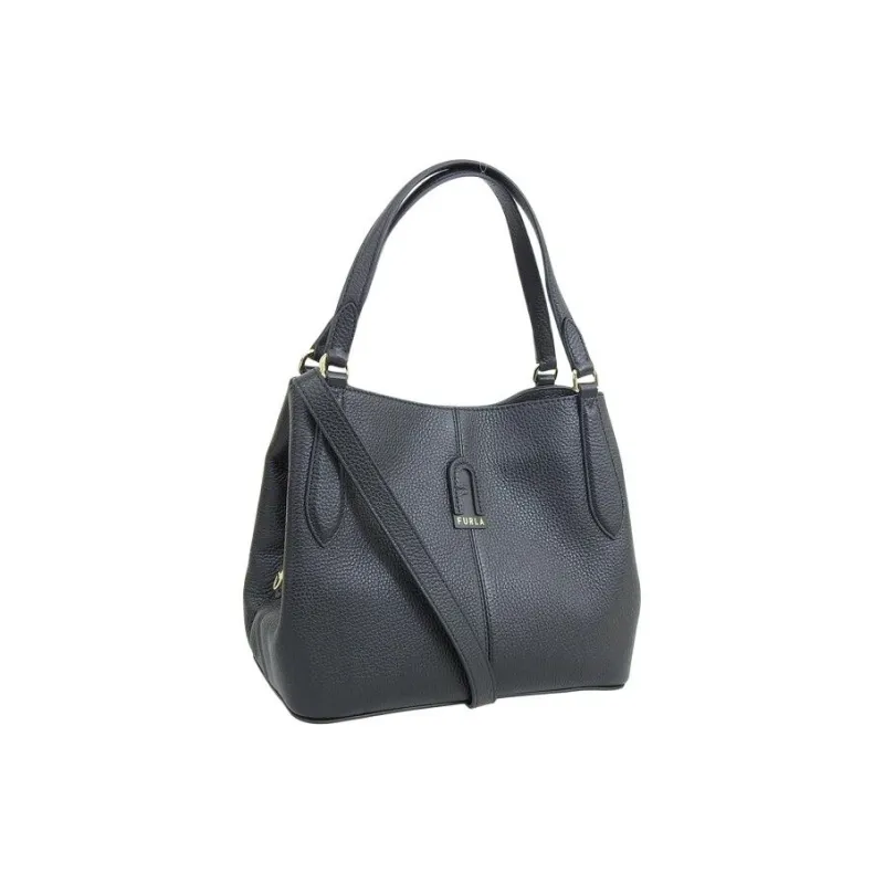 Furla Dafne Leather HOBO Bag Shoulder Handbag Small Size Women's Black-1