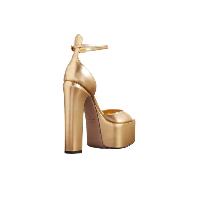 Valentino Tan Go GARAVANI One Strap Sandals Women's Gold-3