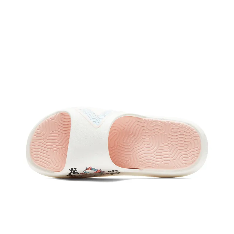 PEAK Guochuang Series Slide Slippers Men's Canvas White Pink-3
