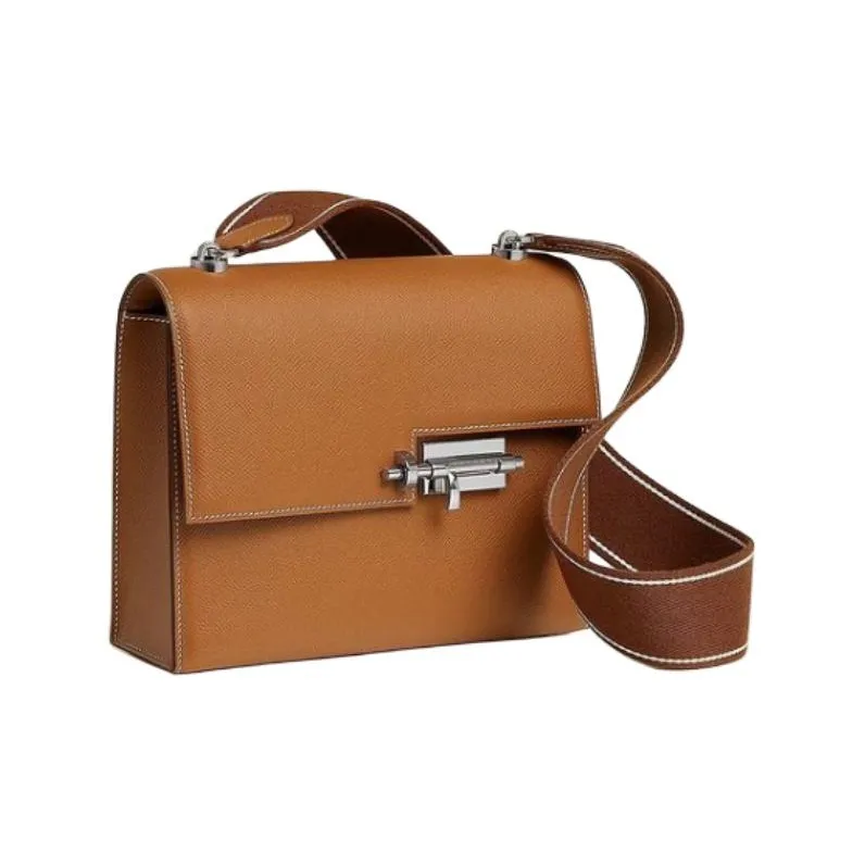 HERMES Verrou Epsom Calfskin Handgun Bag Shoulder Bag Crossbody Bag Women's Gold Brown-1