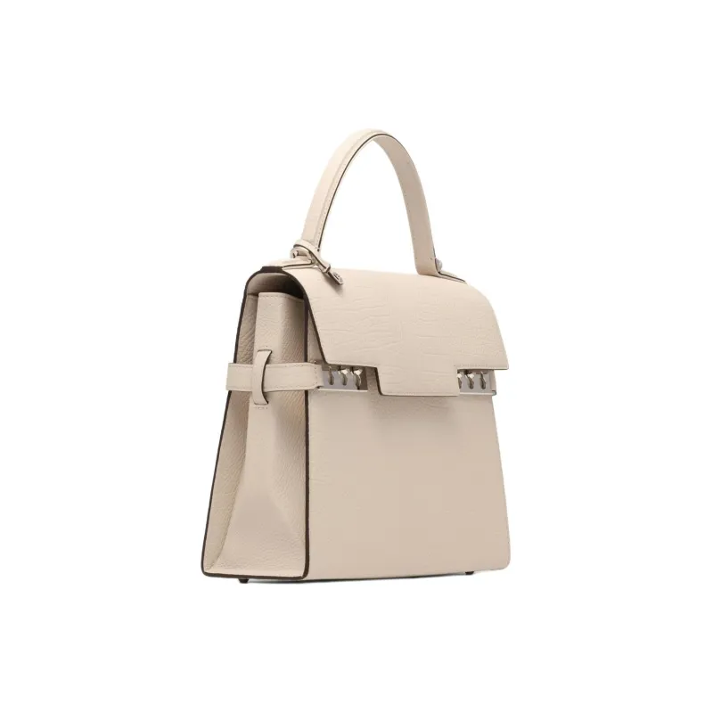 Delvau Tempête Crispy Calf Grain Calfskin Shoulder Bag Crossbody Bag Handbag Medium Size Women's Sesame-Colored-1