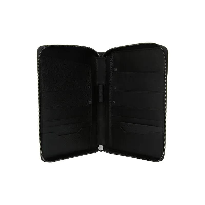 TUMI Leather Wallet Large Size Unisex Black-2