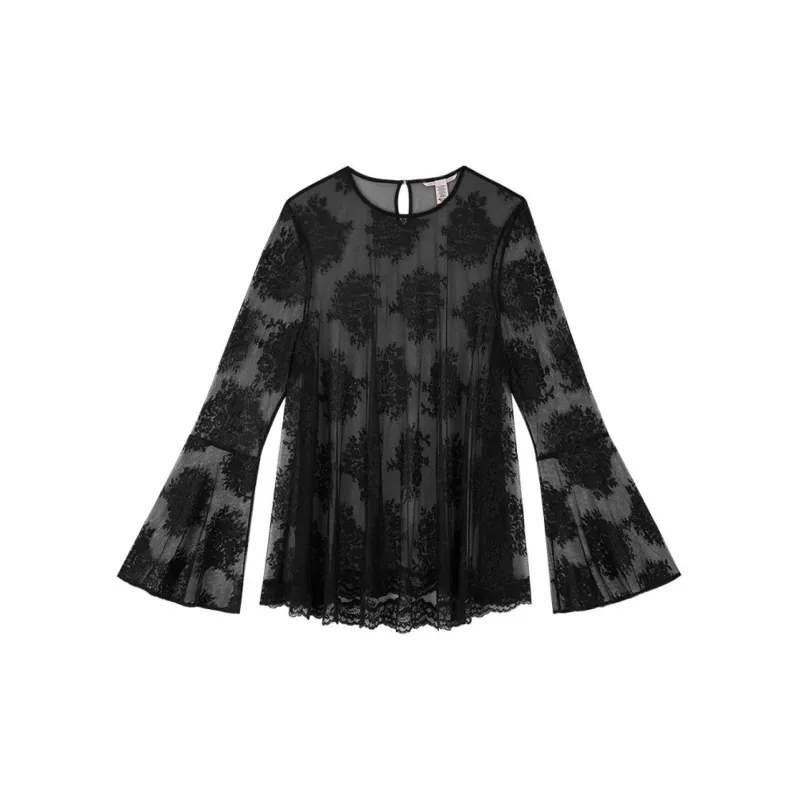 Victoria's Secret Pajama Tops Women's Black-0