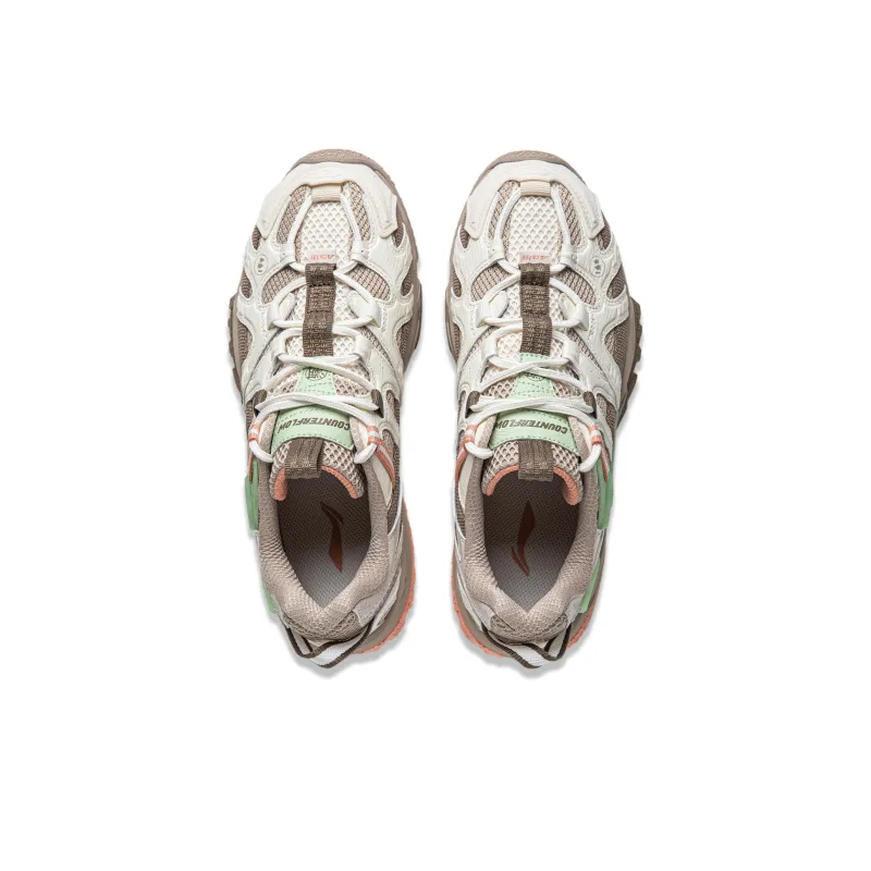 LiNing CF Tracing Collection, Xingye Cushioning, Wear Resistant Low Top Casual Shoes Women's Gray Brown Green-3