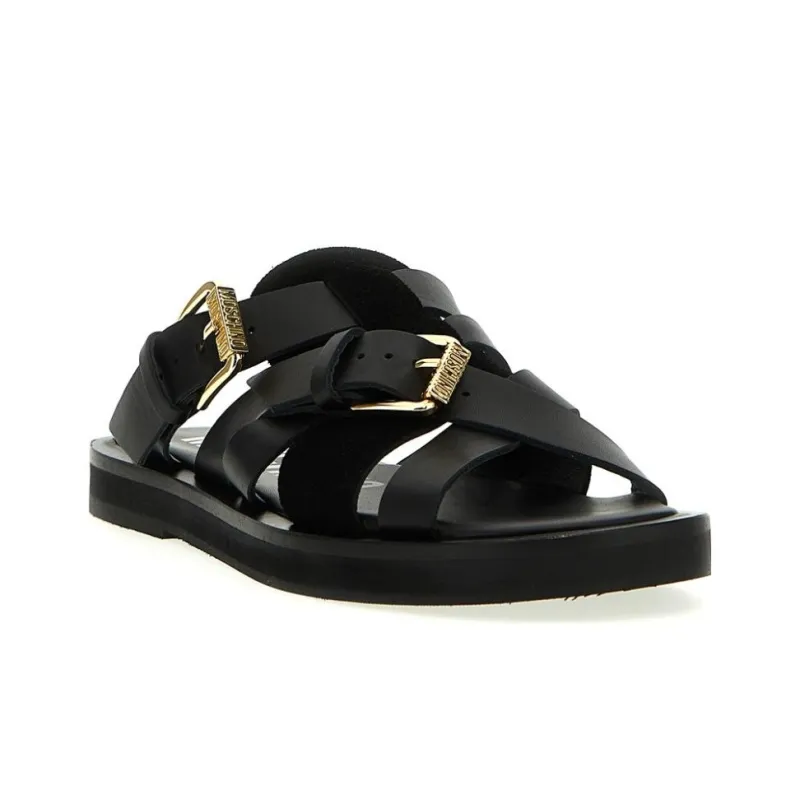 MOSCHINO Buckled Open-Toe Slides-2