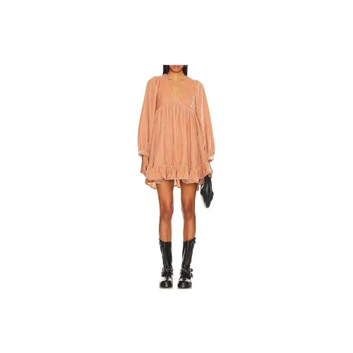 FREE PEOPLE Long-Sleeved Dresses Women's Dark Orange