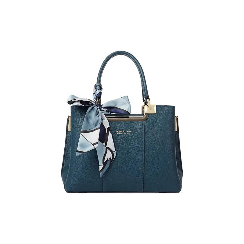 TUCANO Cow Leather One Shoulder Handbag Tubas Women's Peacock Blue/Ecru-0
