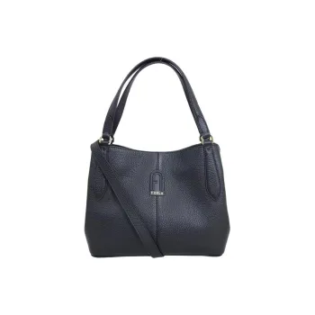 Furla Dafne Leather HOBO Bag Shoulder Handbag Small Size Women's Black