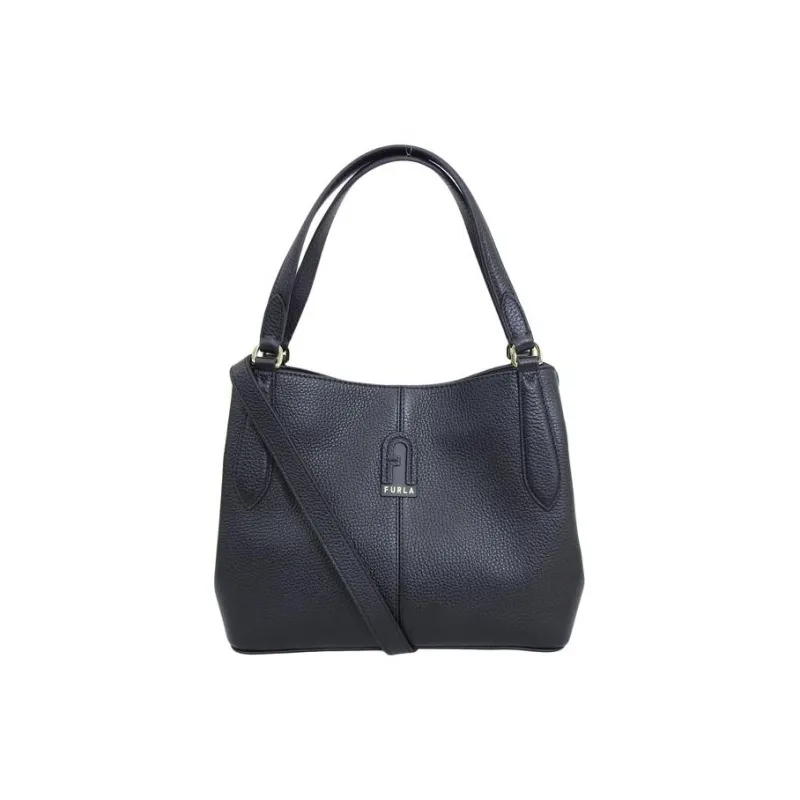 Furla Dafne Leather HOBO Bag Shoulder Handbag Small Size Women's Black-0