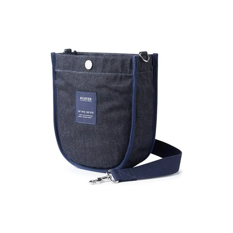 PORTER Twill Denim Portable Crossbody Bag Shoulder Bag Unisex Marine Blue-1