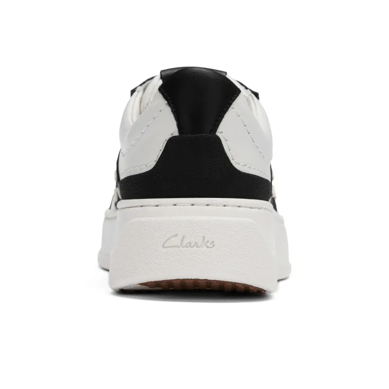 Clarks Slip Resistant Low Top Skateboard Shoes Women's Black White-3