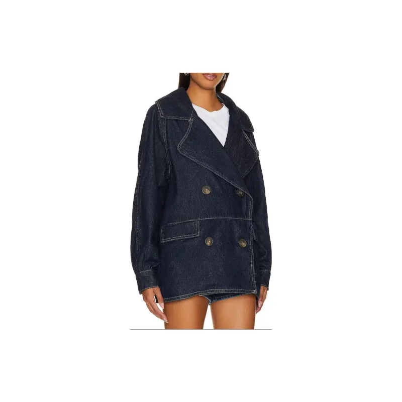 FREE PEOPLE Denim Jacket Women's Blue-3