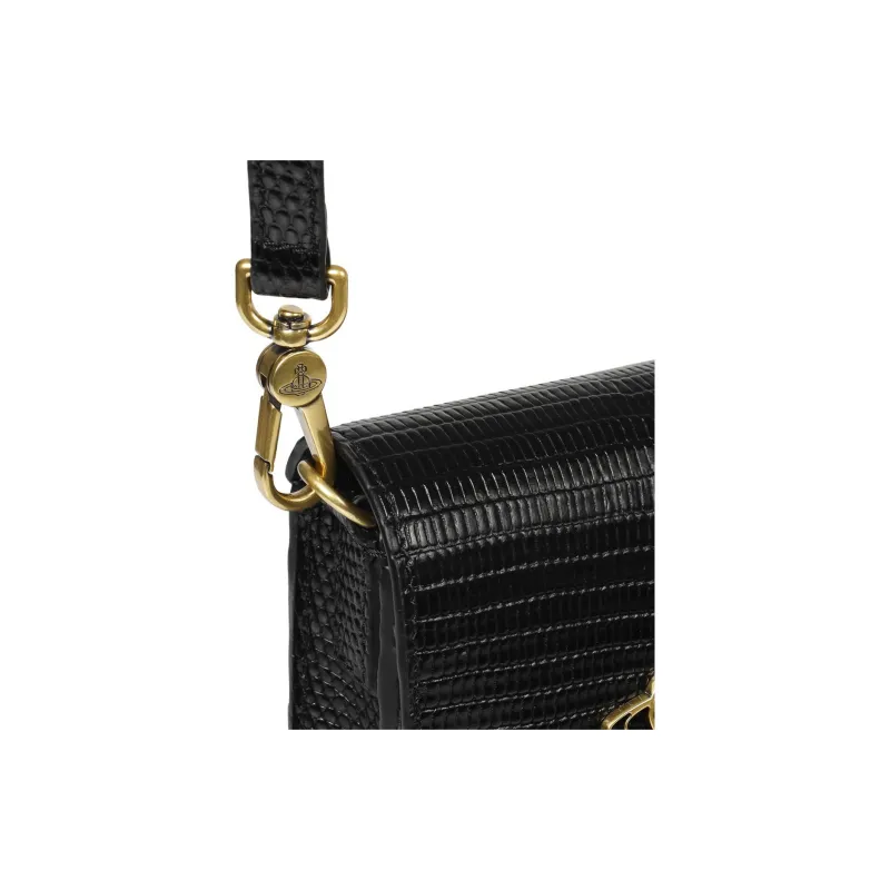 Vivienne Westwood Cow Leather One Shoulder Crossbody Cell Phone Pouch Women's Black-3