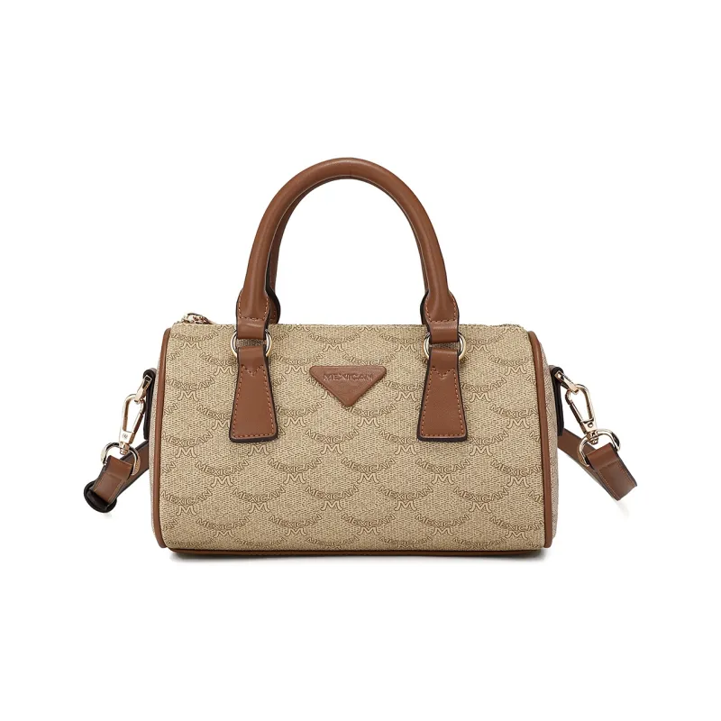 MEXICAN PVC Boston Bag, Crossbody Bag, Handbag Trumpets Women's Burnt Tea Brown/Champagne/Honey Tea Apricot-5