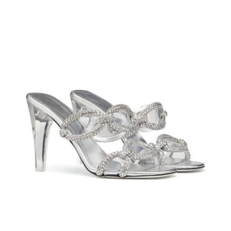 Valentino Garavani Chain 1967 Embellished Slide Sandals-2