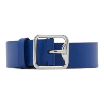 Burberry B-Style Pin Buckle Leather Belts Men's Blue Width 3.5CM
