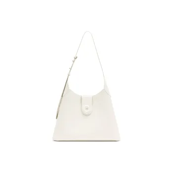 MUVA Cow Leather Shoulder Bag Large Size Women's Milkshake White/Twilight Black