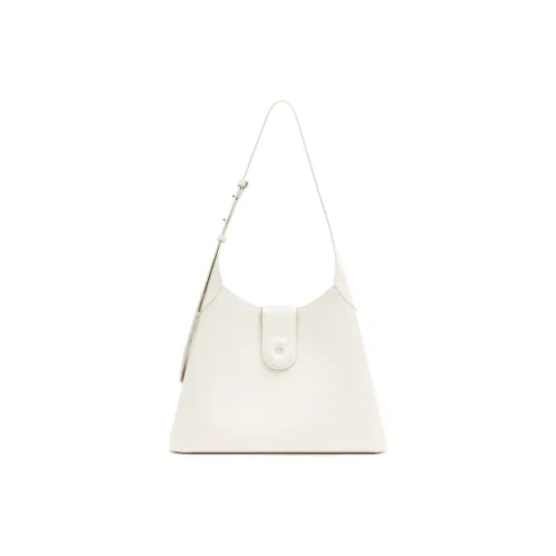MUVA Cow Leather Shoulder Bag Large Size Women's Milkshake White/Twilight Black