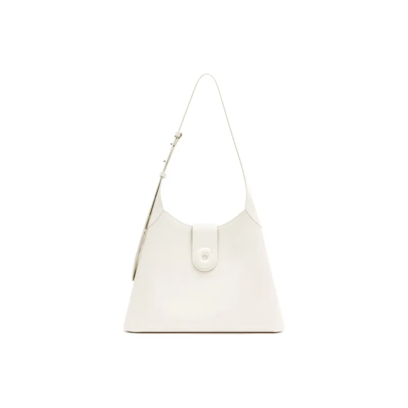 MUVA Cow Leather Shoulder Bag Large Size Women's Milkshake White/Twilight Black-0