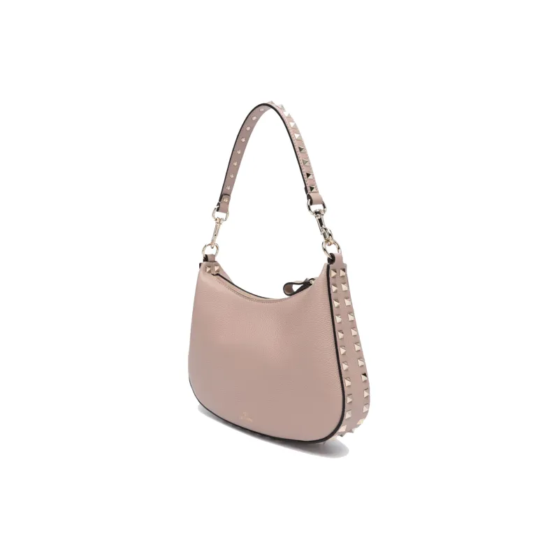 Valentino Rockstud Grain Calfskin Hobo Bag, Handbag, Shoulder Bag Women's Pink-1